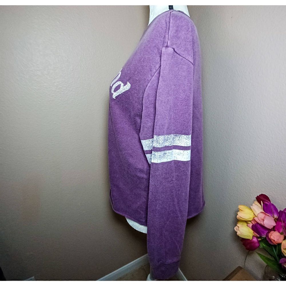 Disney ~ Womens Crop Sweater Purple Mickey Mouse - Picture 2 of 6